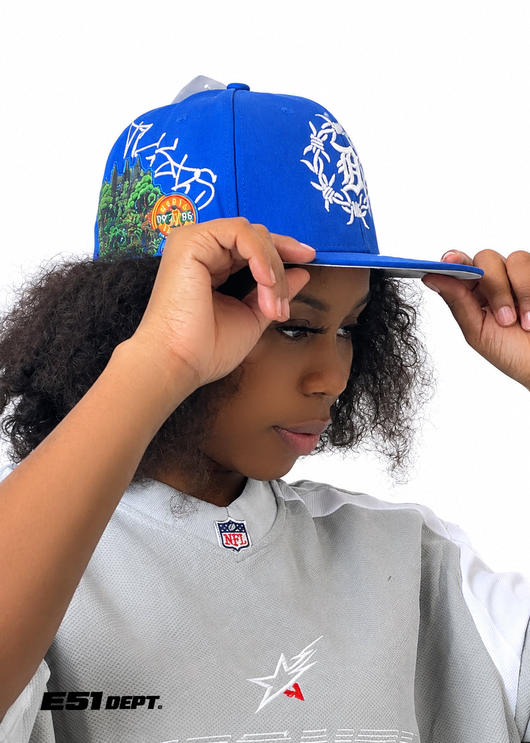 Blue 59FIFTY Fitted Cap – Barbed-Wire “D” Edition