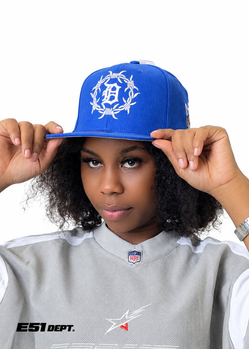 Blue 59FIFTY Fitted Cap – Barbed-Wire “D” Edition