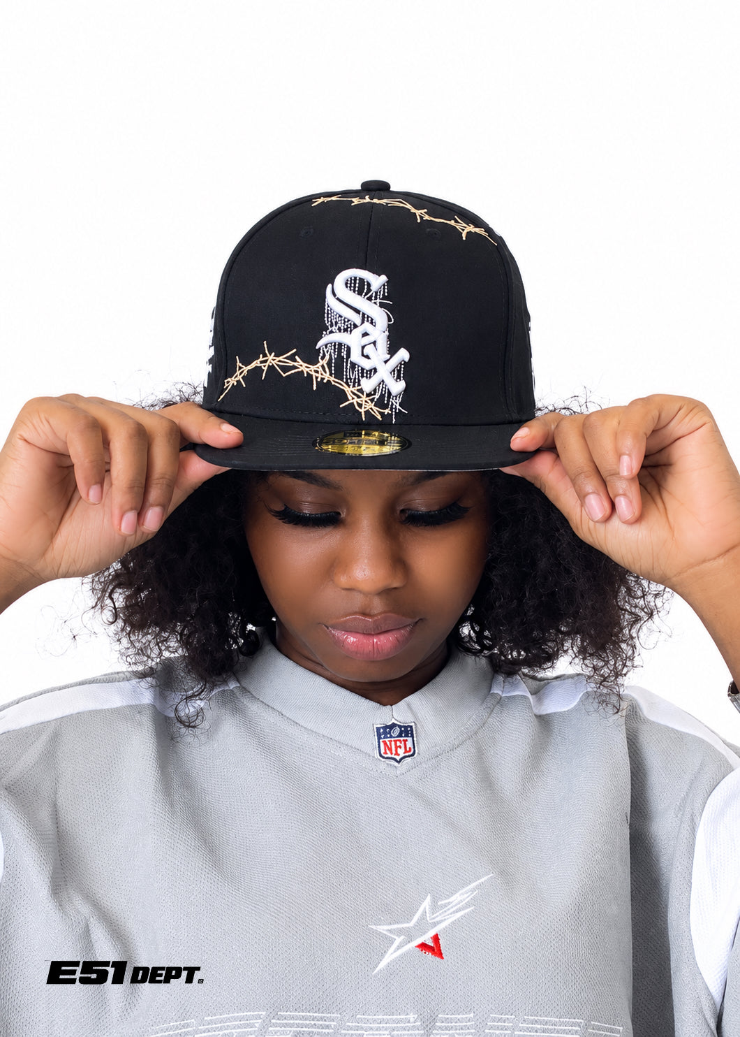 Black New Era 59FIFTY “SOX” Barbed-Wire Fitted Cap