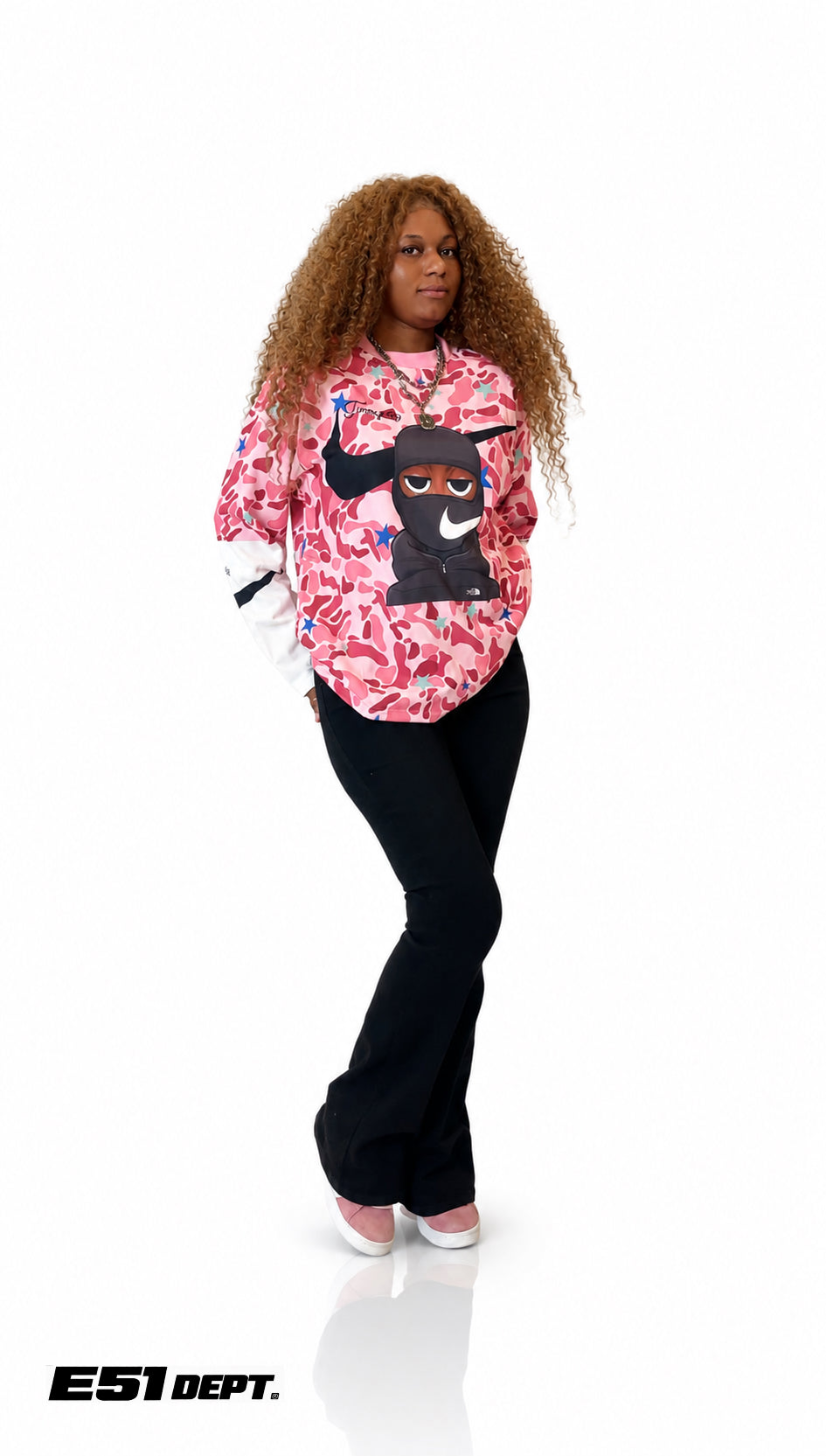 Pink “Camo Ninja” Graphic Long Sleeve