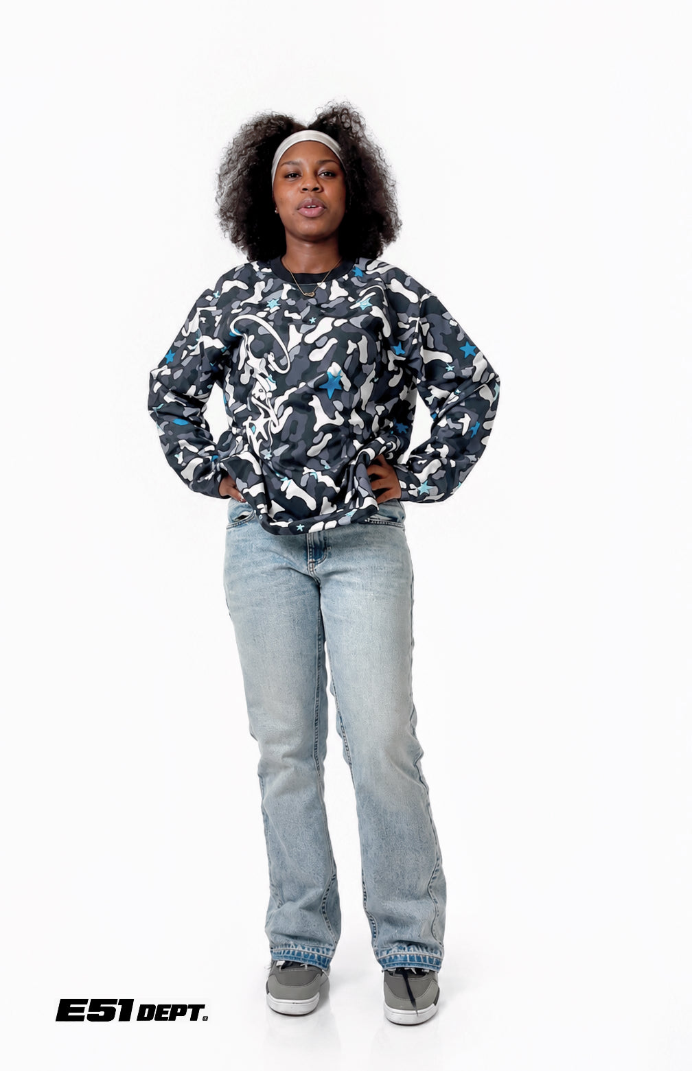 Blue Star Camouflage Oversized Sweatshirt