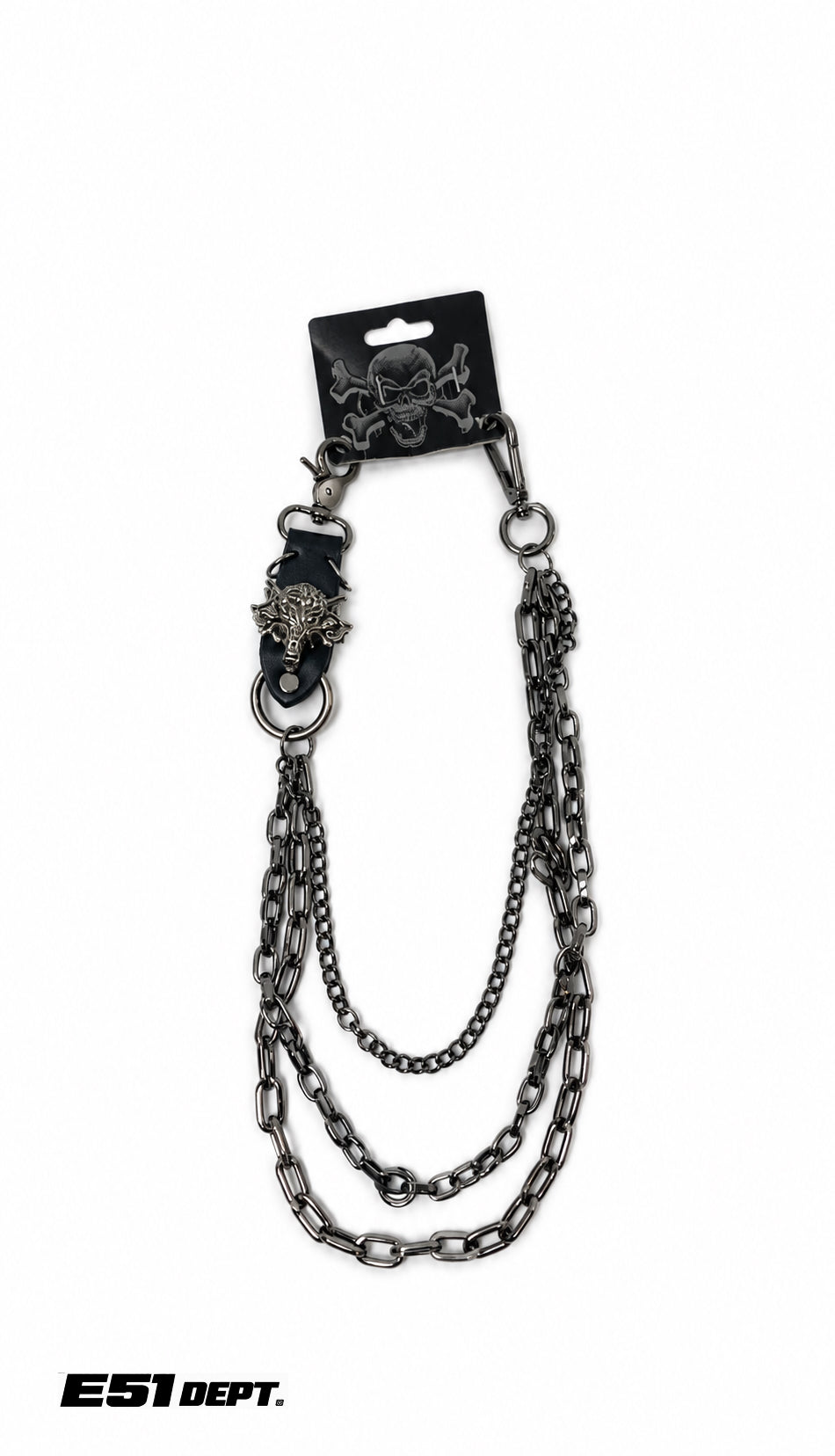 Triple-Layer Gunmetal Wallet Waist Chain