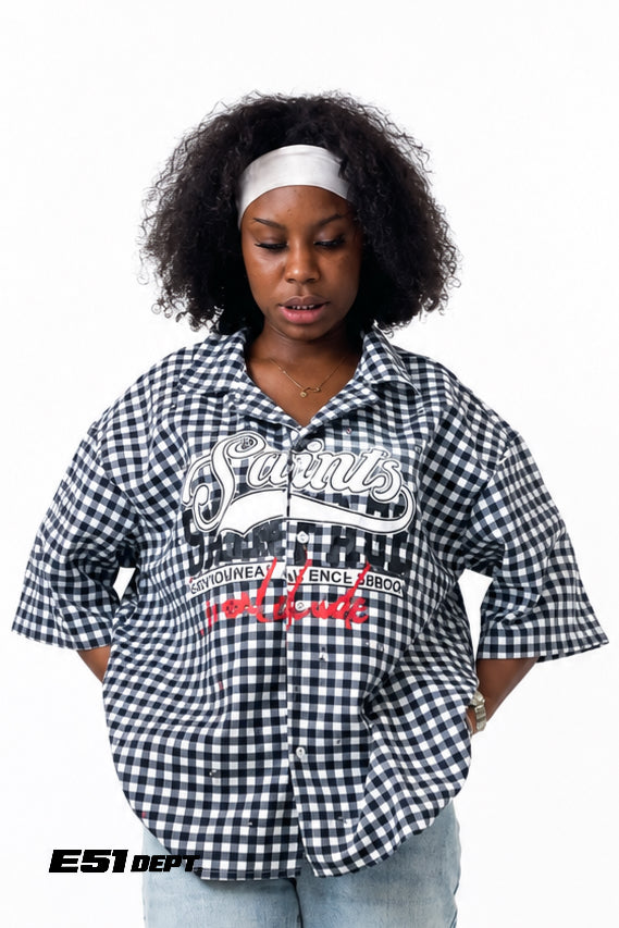 Gingham Graphic Oversized Shirt