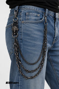 Triple-Layer Gunmetal Wallet Waist Chain