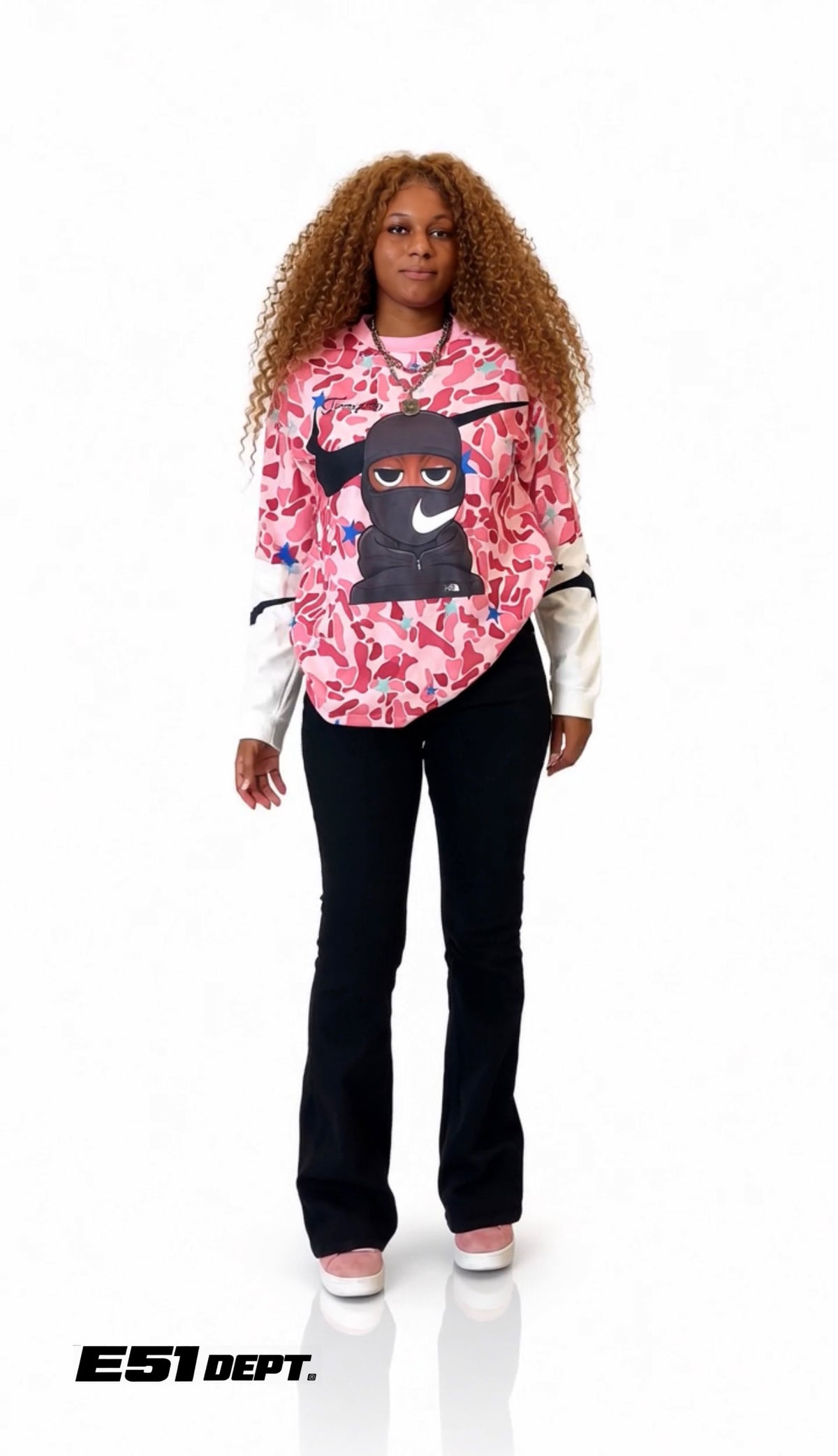 Pink “Camo Ninja” Graphic Long Sleeve